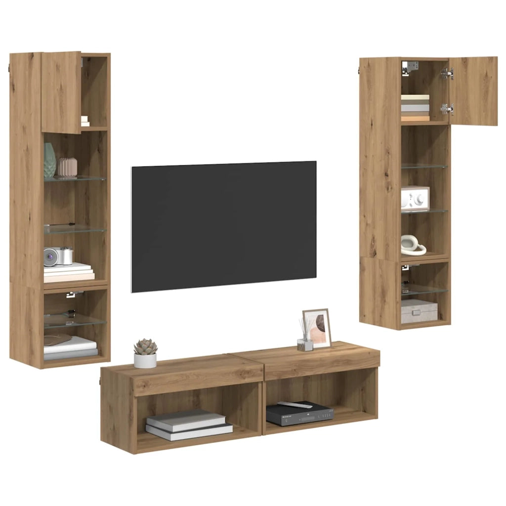 Unità TV da Parete 6 pcs Rovere artigianale Legno multistrato 3402933