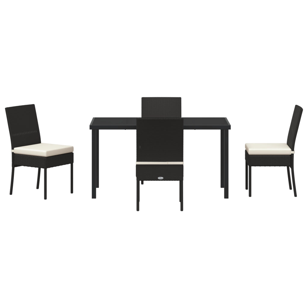 Set da pranzo da giardino 5 pezzi Nero Polyrattan