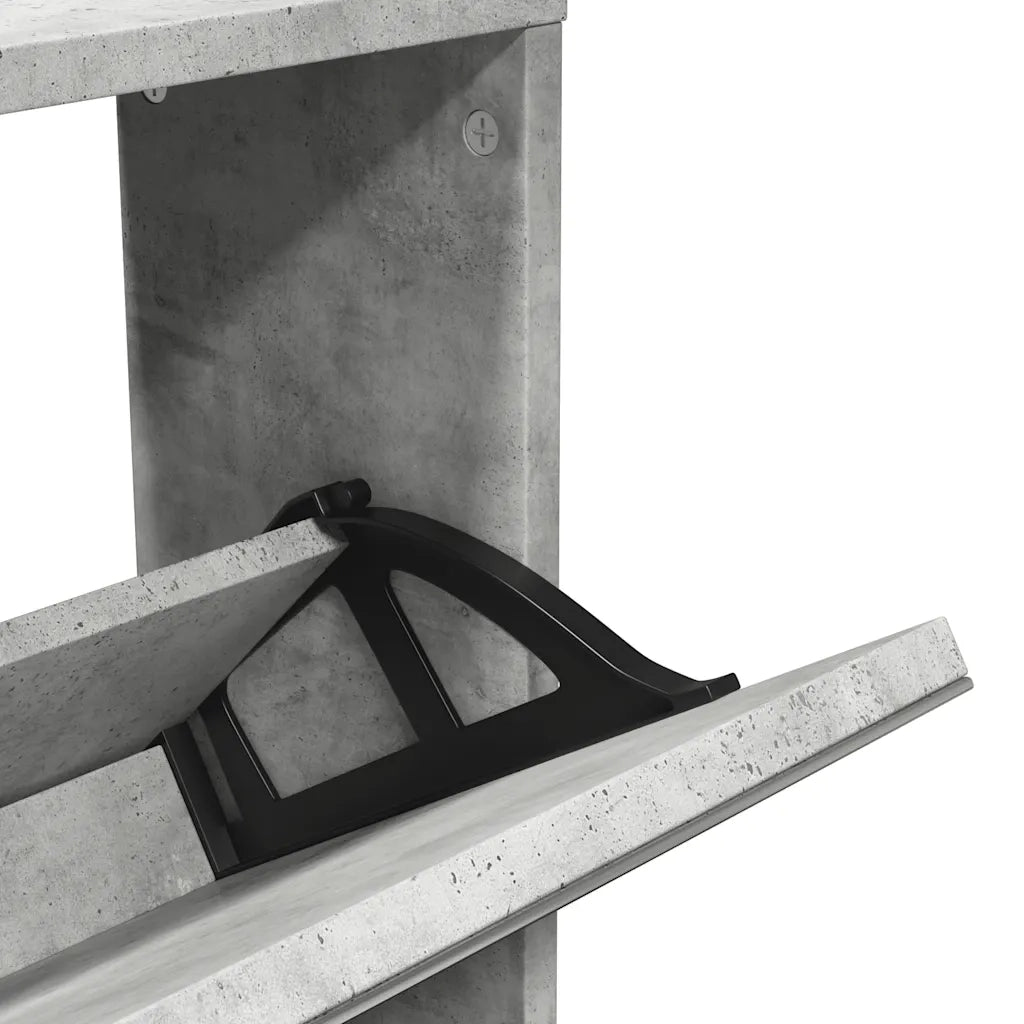 Scarpiera con Specchio a 5 Livelli Grigio Cemento 63x17x169,5cm 3228281