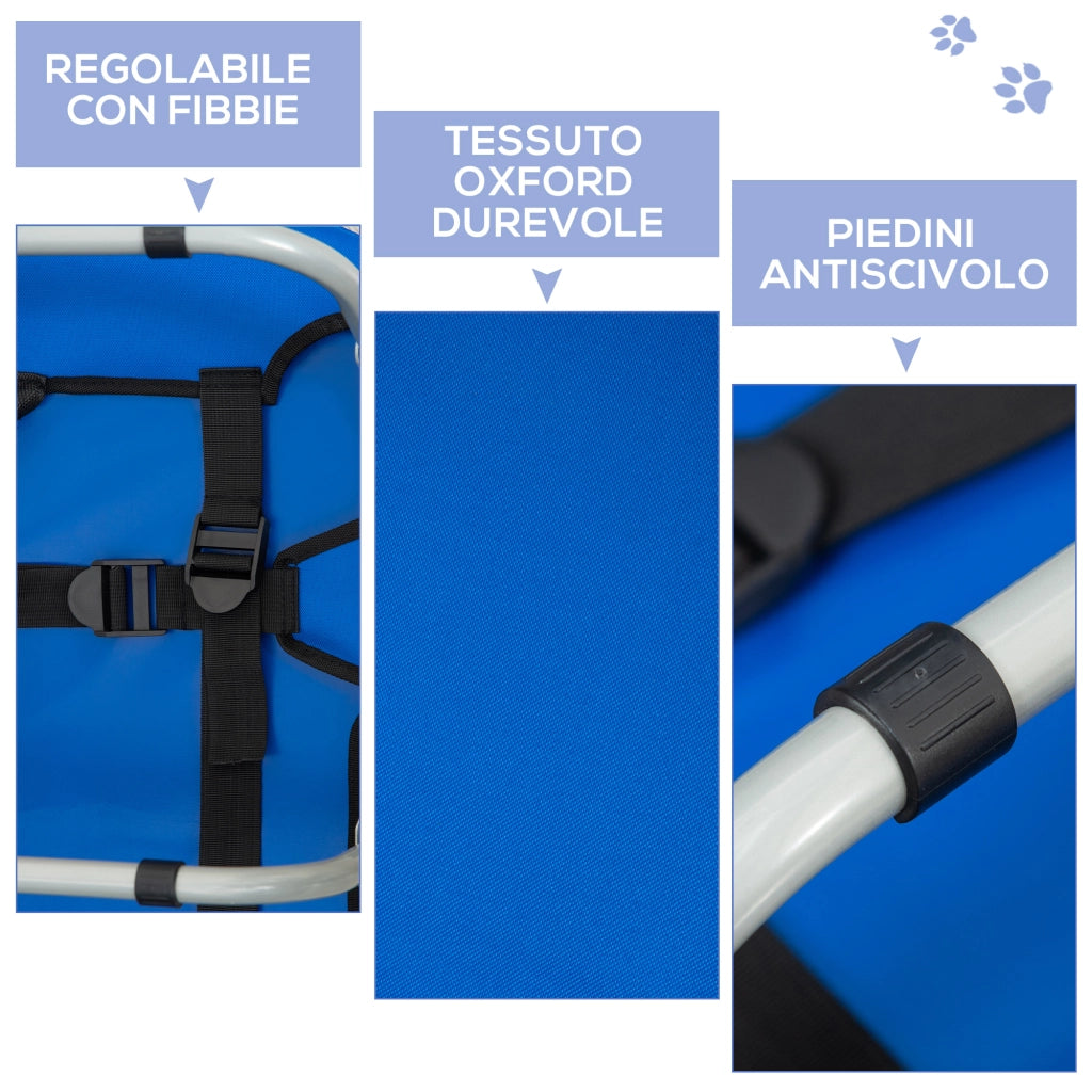 EasyComfort Brandina per Cani Taglia Piccola Pieghevole per Interno ed Esterno, Lettino per Cani Rialzato, in Acciaio e Tessuto Oxford, 71x58x20 cm, Blu