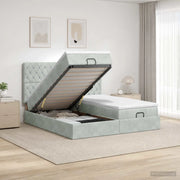 Letto Ottomano con Materasso e LED Grigio Chiaro 180 x 200 cm 3458478