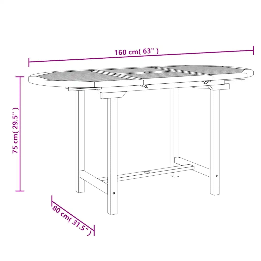 Tavolo Giardino Estensibile 110-160x80x75cm Legno Massello Teak 363486