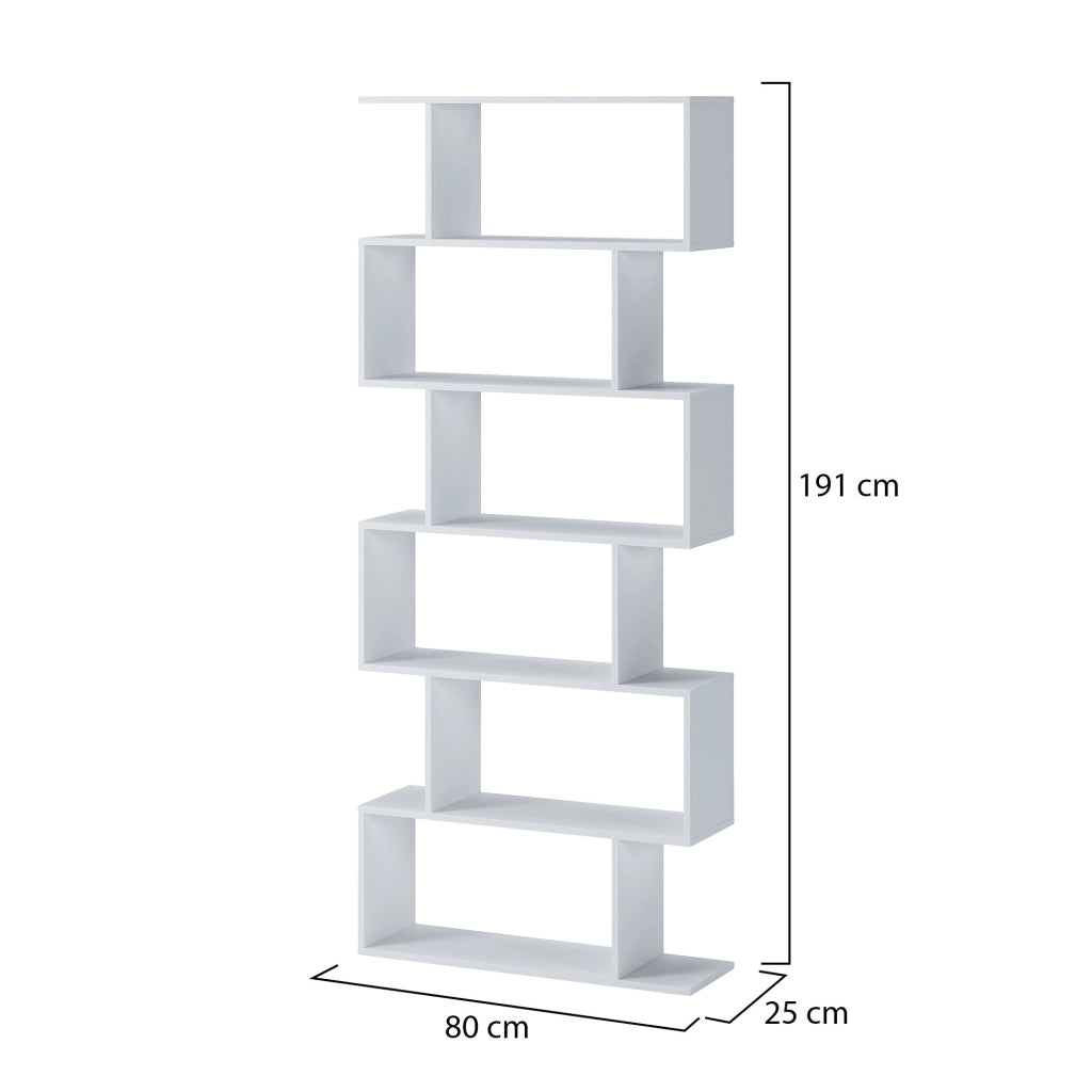 Biblioteca Clisi, Libreria 5 Ripiani, 80x25x191h cm Bianco