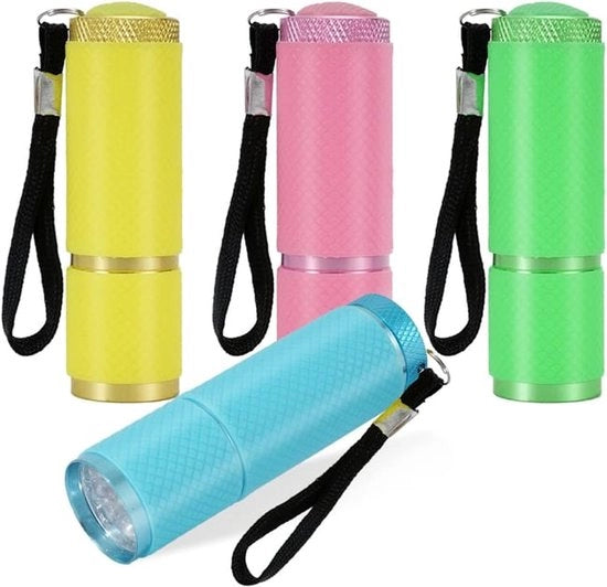 Set di 4 torce LED, torce mini, adatte per campeggio, lettura, escursioni, trekking e lavoro.