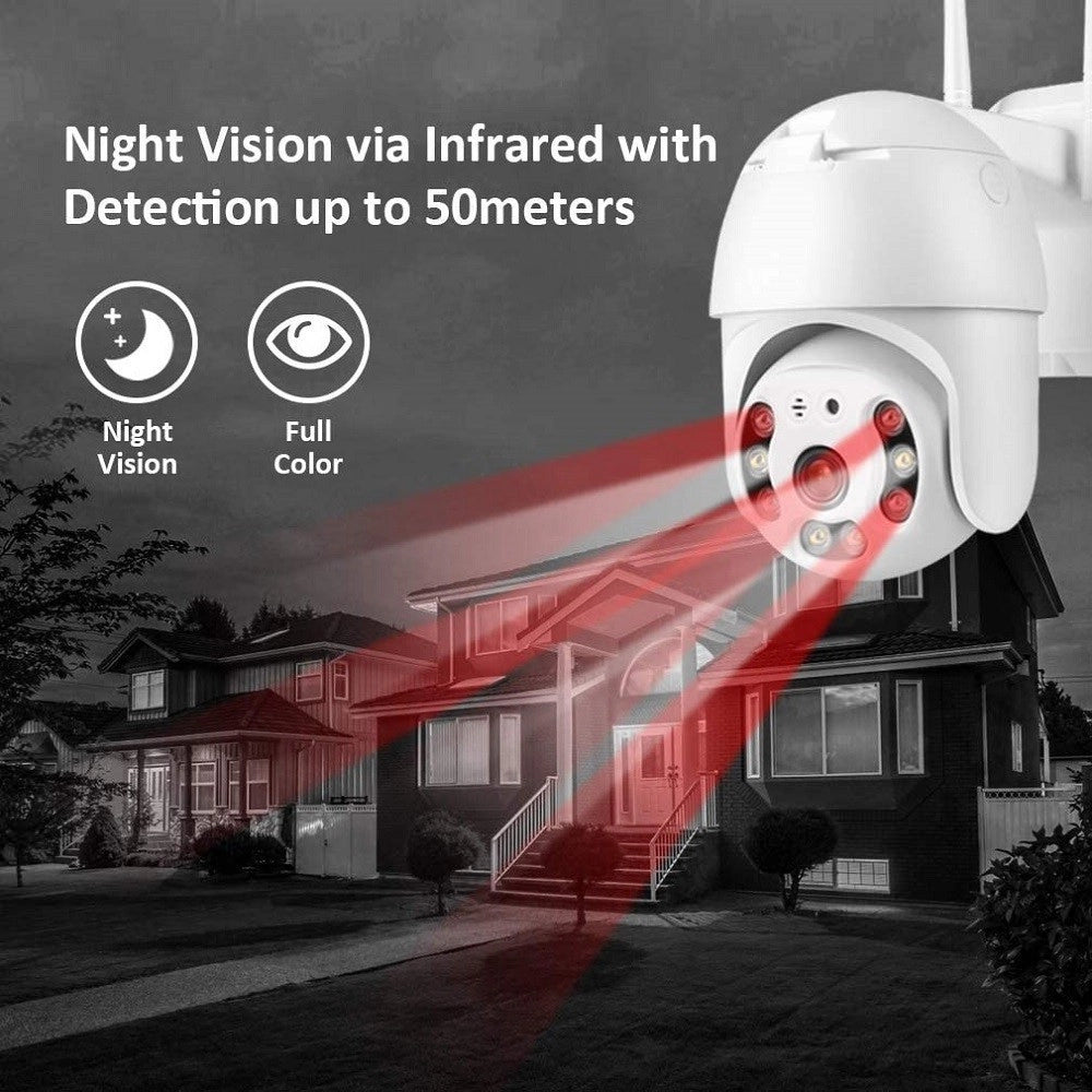 Trade Shop - Telecamera Wifi Dome Ptz Ip Camera Sorveglianza 1080p 2mp Audio Bidirezionale -