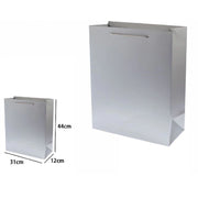 Trade Shop - Set 3pz Buste Borsa Regalo Sacchetti 44x31x12 Cm 69913 Grigio Con Manico Cordino -