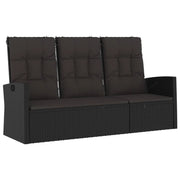 Panca da giardino mobili da esterno per patio panca reclinabile da terrazza con cuscini nera 173 x 62 x 95 cm resina intrecciata 02_0011740