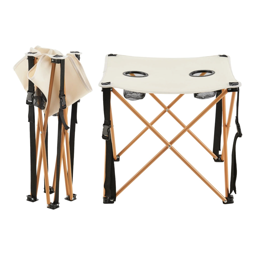 Tavolo da campeggio pieghevole beige e 2 sedie 03_0010689