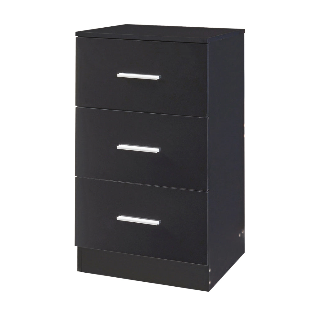 Set di 2 Comodini Aurdal con 3 Cassetti - Nero Lucido [en.casa]