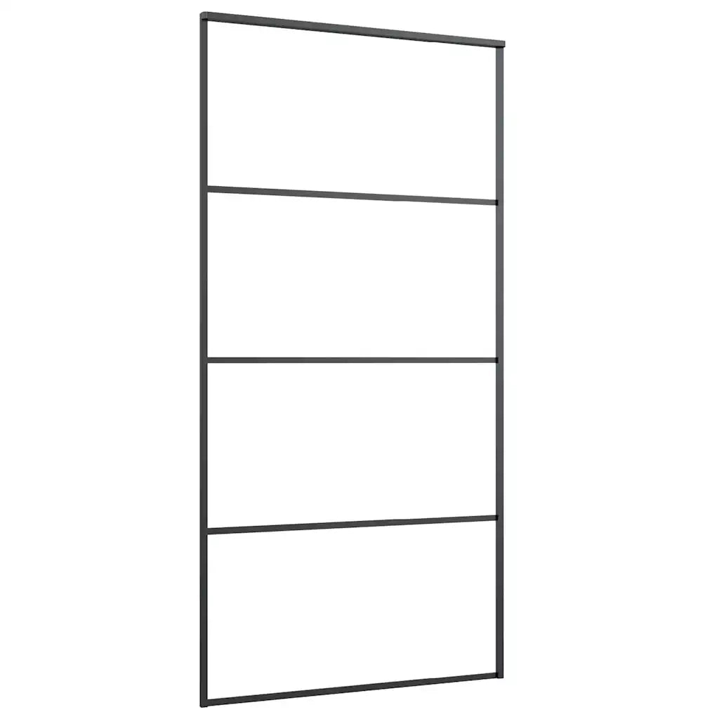 Porta Scorrevole in Vetro ESG e Alluminio 102,5x205 cm Nera 151663