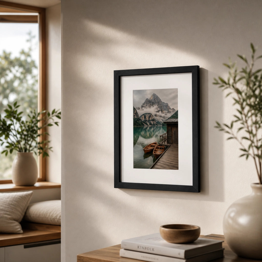 Cornice Portafoto Legno Nero Con Passepartout Disponibile in 10x15, 13x18, 20x30, 30x40 10 x 15 cm