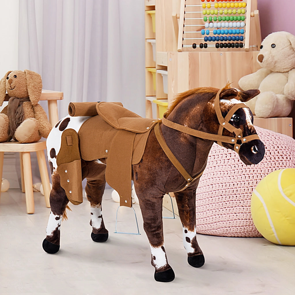 Cavallo a Dondolo Giocattolo con Suoni ¨C Zephmum ¨C Marrone e Bianco 85x28x60 cm