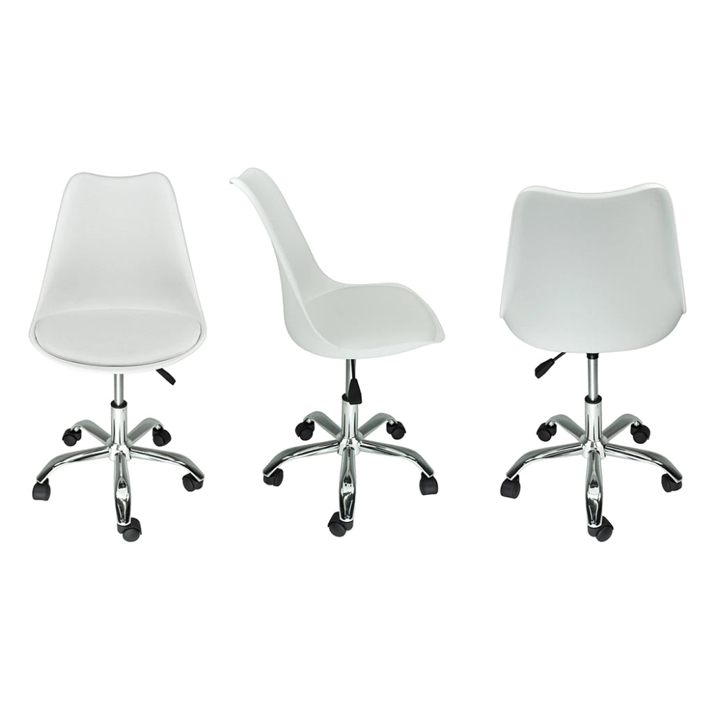 Sedia da ufficio girevole, sedia da scrivania bianca con rotelle - Sally - SU08SAPM