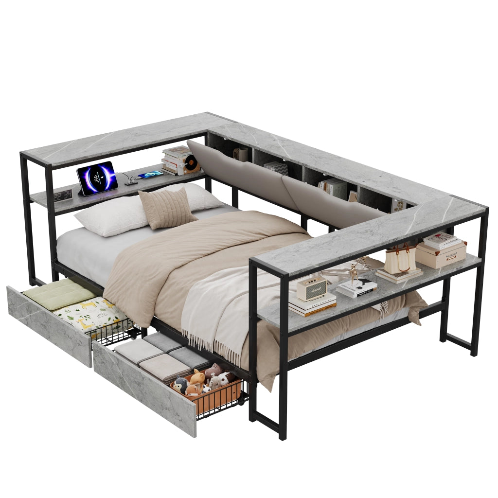 Letto poltrona con funzione divano e contenitore in MDF e metallo 90x200 cm