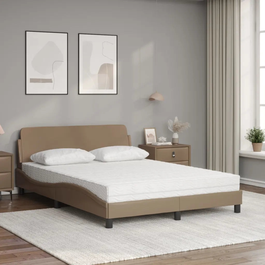 Letto con Materasso Dover Cappuccino 140x190cm Similpelle 3208401
