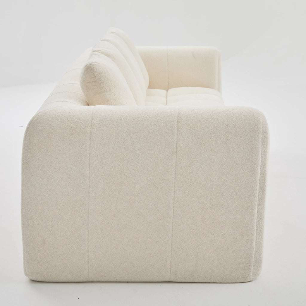 Divano modulare a 2 moduli con seduta profonda e braccioli, in tessuto antimacchia beige 260 × 94,5 × 80 cm