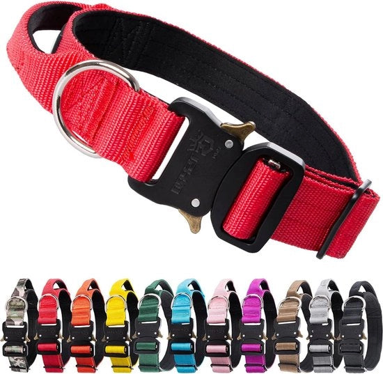 Cinturone per Cani Premium Adattabile con Maniglia e Chiusura Metallica per Cani Grandi - Rosso - M