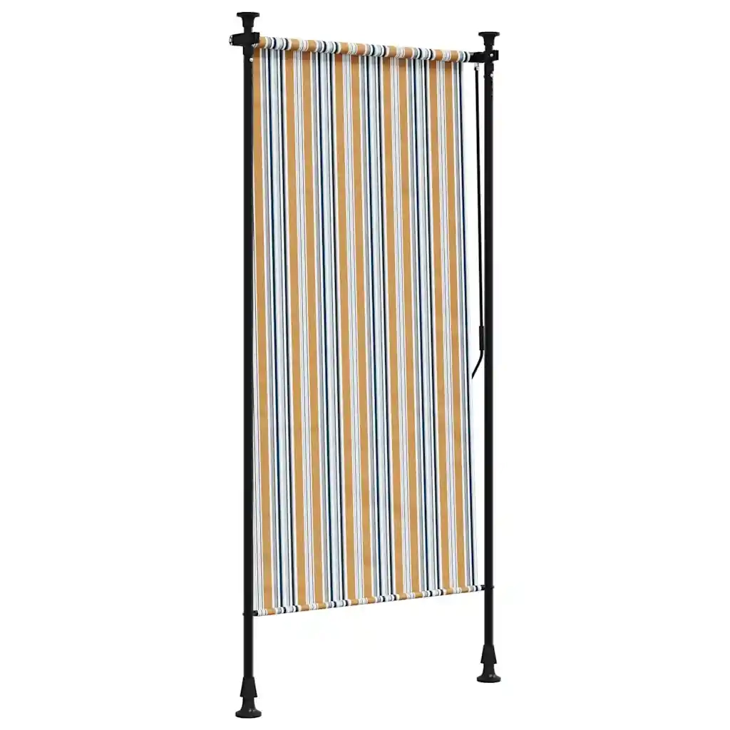 Tenda a Rullo Esterno Gialla e Bianca 120x270cm Tessuto Acciaio 368773