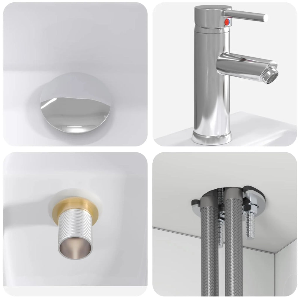 Mobile Lavabo da Parete Bianco Lucido 53 x 35 x 63 cm 890426