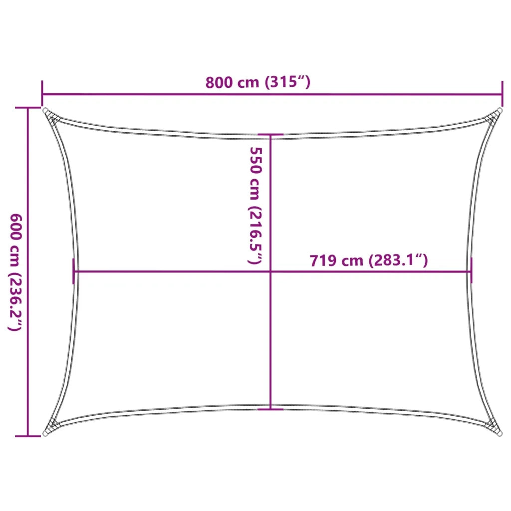 Vela Parasole-Telo Ombra-Vela Ombreggiante 160 g/m2 Beige 6x8 m in HDPE