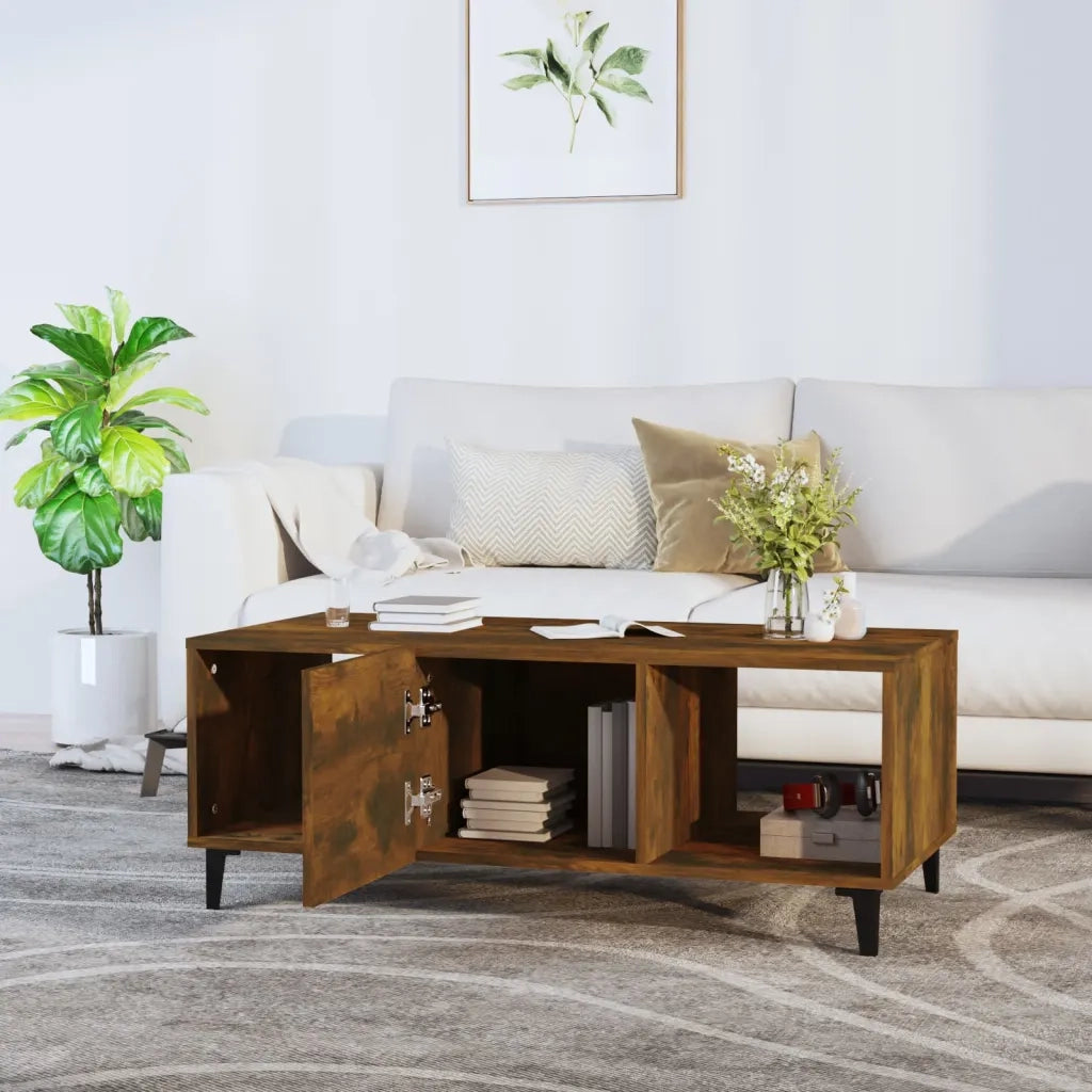 Tavolino da Salotto Rovere Fumo 102x50x40 cm Legno Multistrato cod mxl 25739