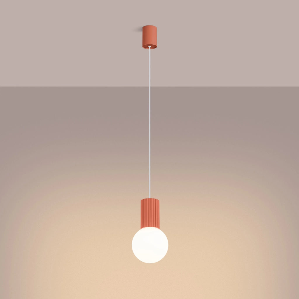 Lampada a sospensione SFERA pesca/bianca vetro G9 Pure Lume
