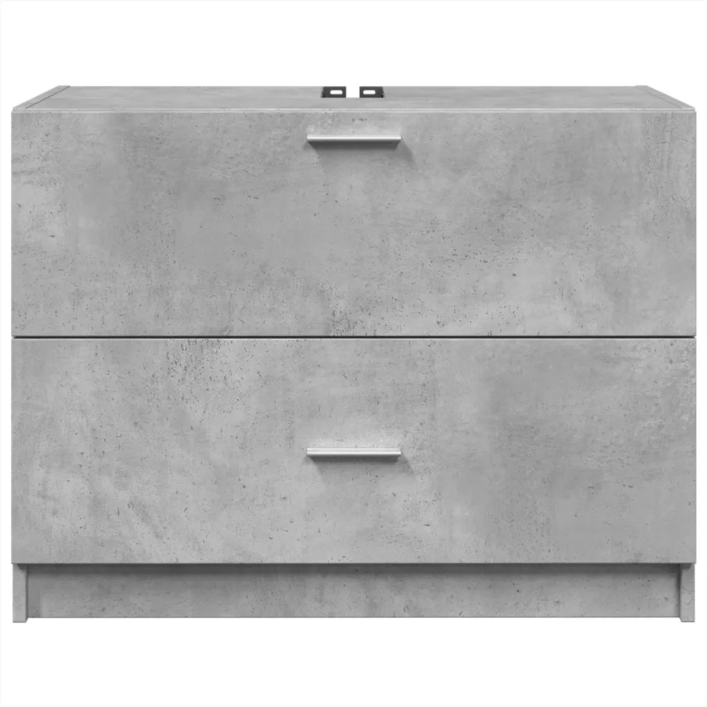 Mobiletto lavabo da bagno dal design moderno 78 x 37 x 59 cm ampio spazio contenitivo legno grigio cemento 02_0049538