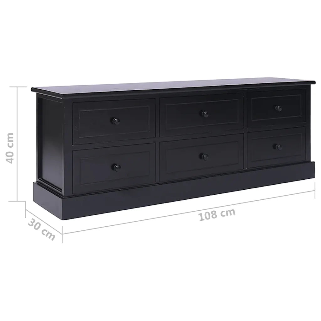 Mobile TV | Armadietto TV | Mobile Porta TV Nero 108x30x40 cm in Legno di Paulownia