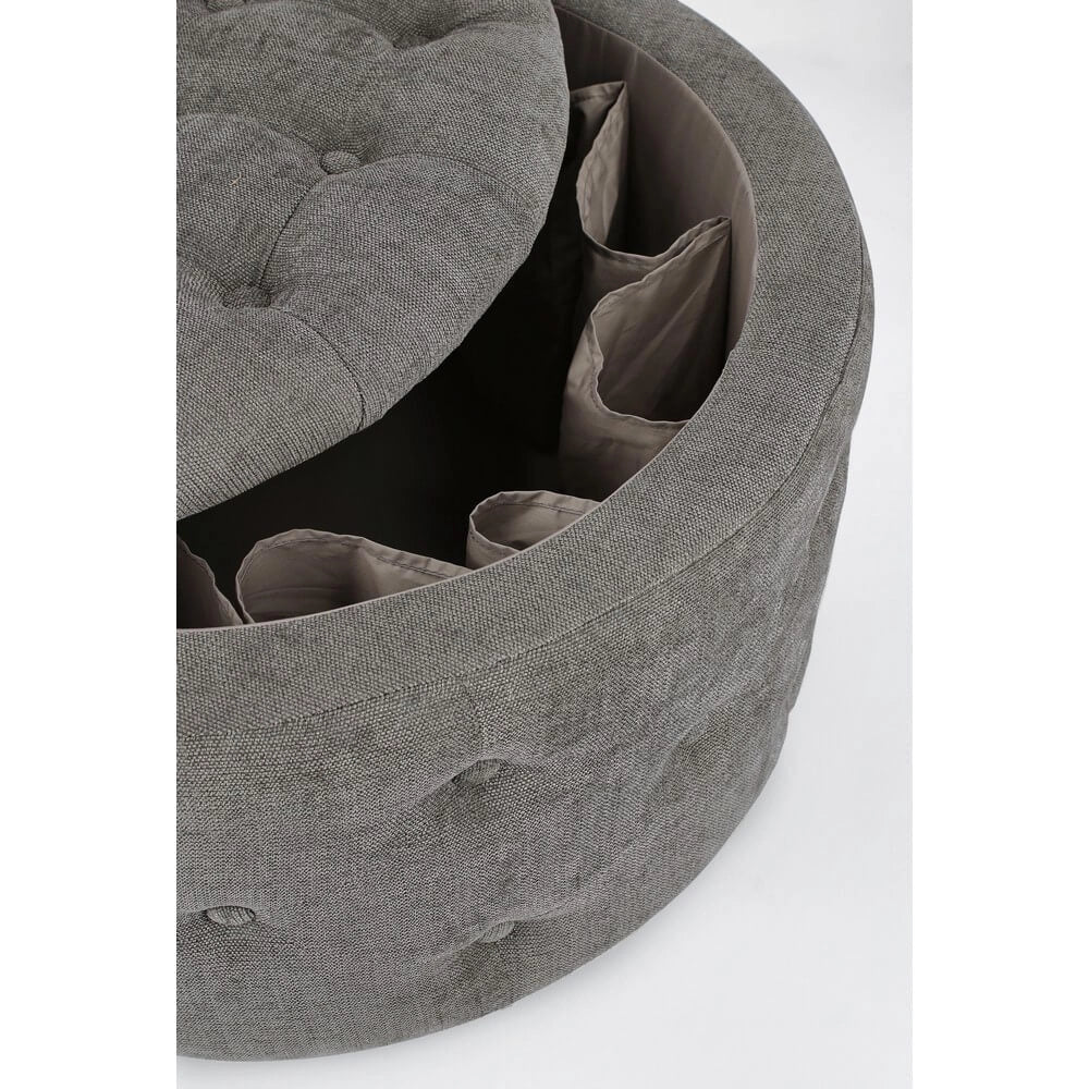 Pouf Rotondo Contenitore Porta Scarpe Trapuntato in Tessuto - LEE