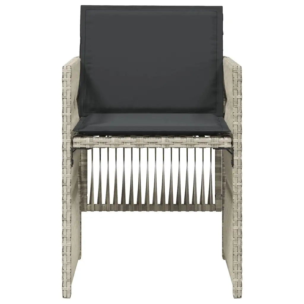 Sedie da Giardino con Cuscini 4 pz Grigio Chiaro in Polyrattan