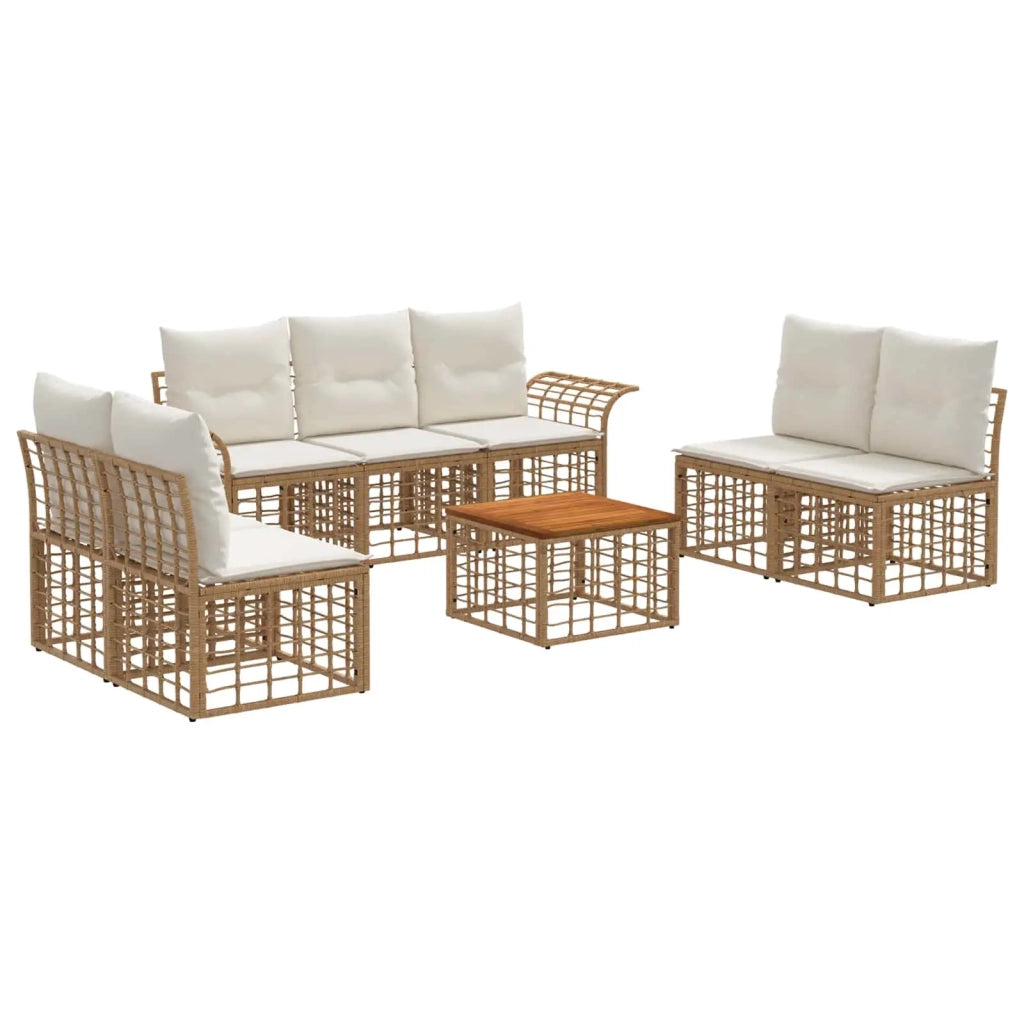 Set di divani da esterno 8 pcs Naturale e Bianco Crema