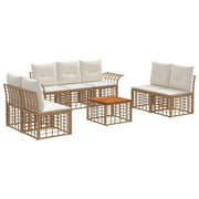 Set di divani da esterno 8 pcs Naturale e Bianco Crema