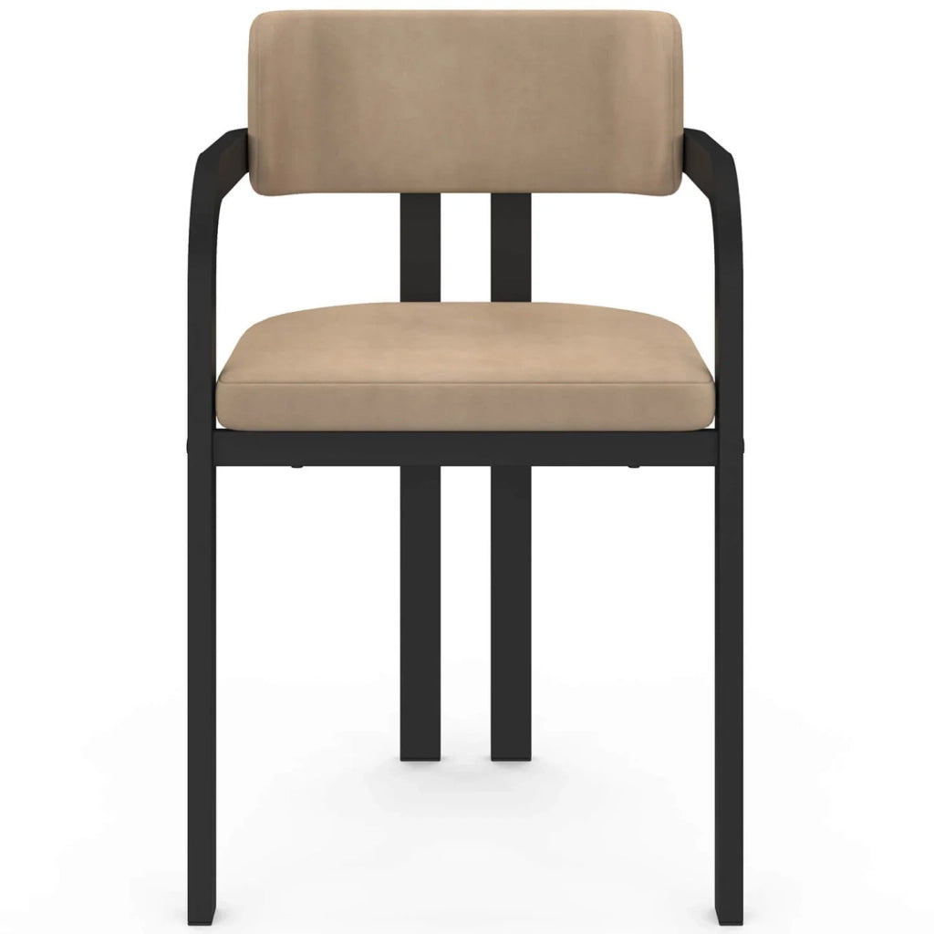 IDMarket - Set di 4 sedie da pranzo e poltrone da tavolo ESMA in metallo nero e velluto taupe con braccioli