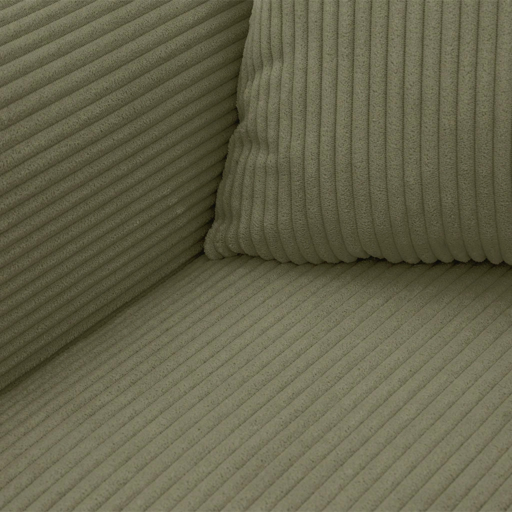 Divano letto in velluto a coste con contenitore, 3 posti, verde kaki