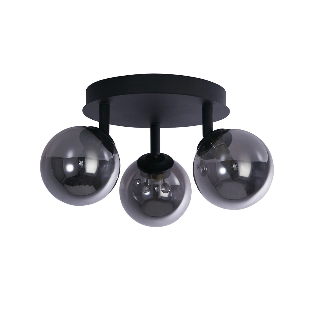 Crosby 3Lt Semi-Flush - Metallo nero e vetro fumé