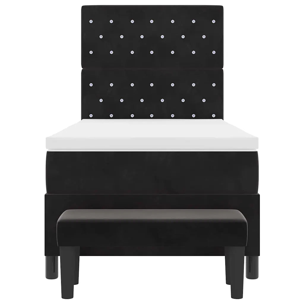 Letto a molle con materasso Nero 100 x 200 cm Velluto 3344428