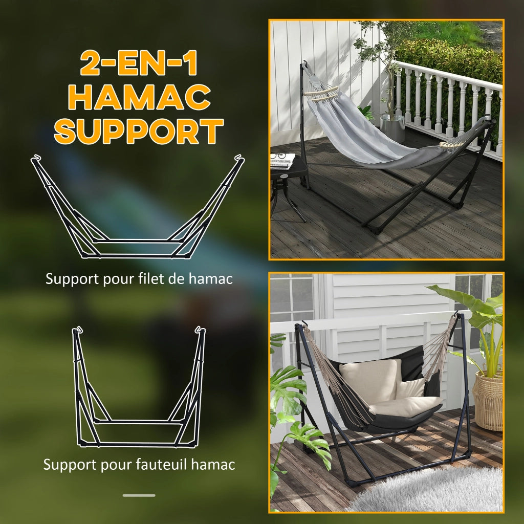 Supporto 2 in 1 per Amaca o Poltrona Sospesa Pieghevole ¨C Zephmum ¨C Grigio 268x89x100cm