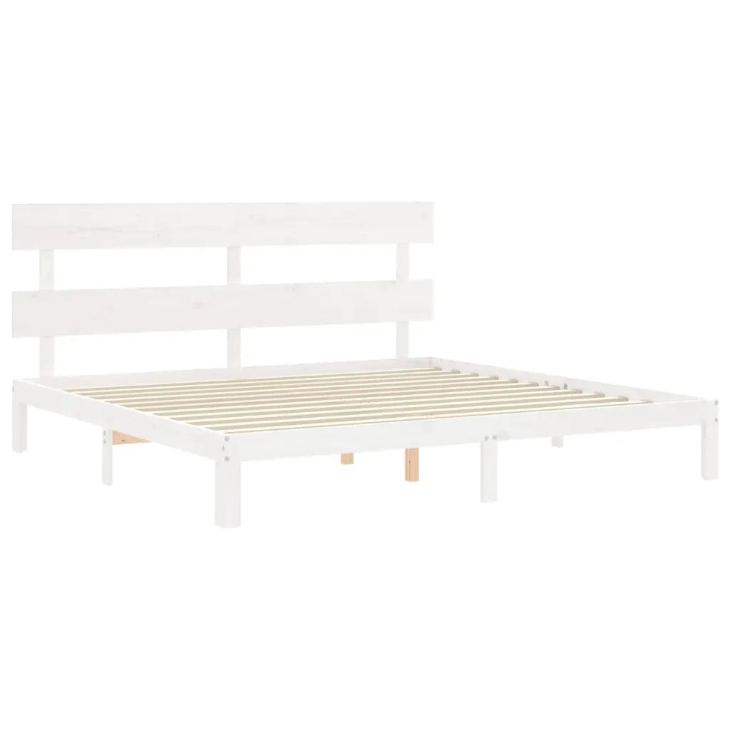 Giroletto senza Materasso-Struttura Letto Bianco 200x200 cm Legno Massello Pino 459035