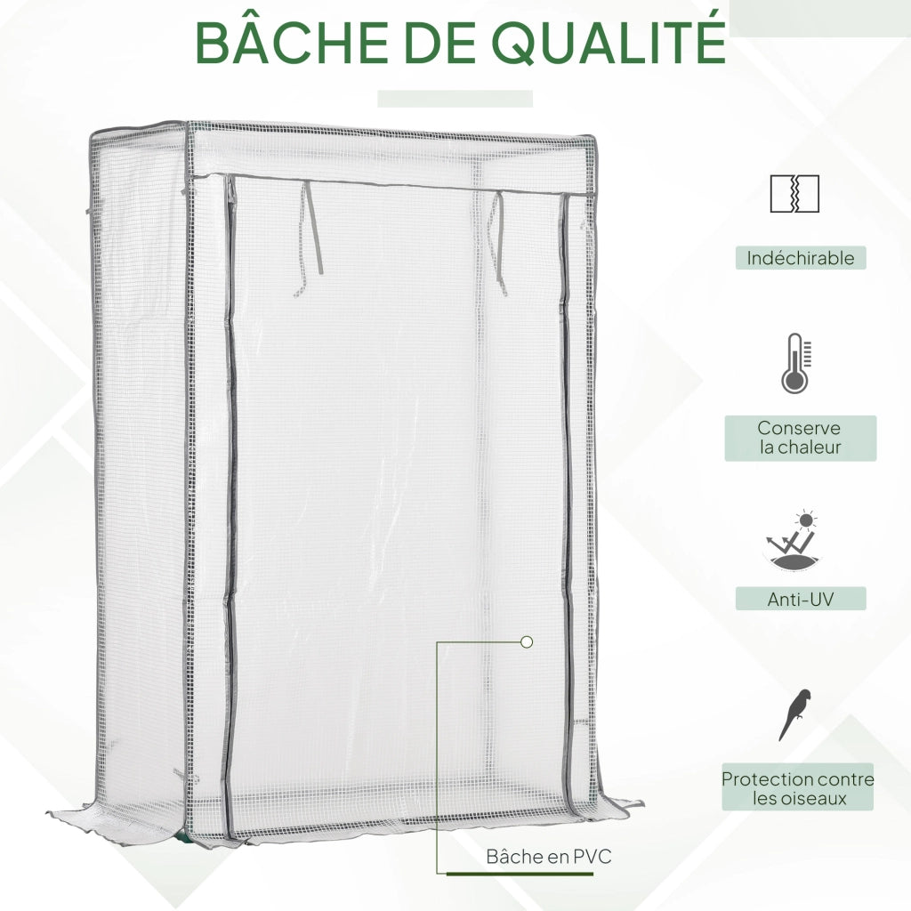 Serra da Giardino per Balcone ¨C Xylo ¨C Telaio Acciaio PE Bianco 100x50x150 cm