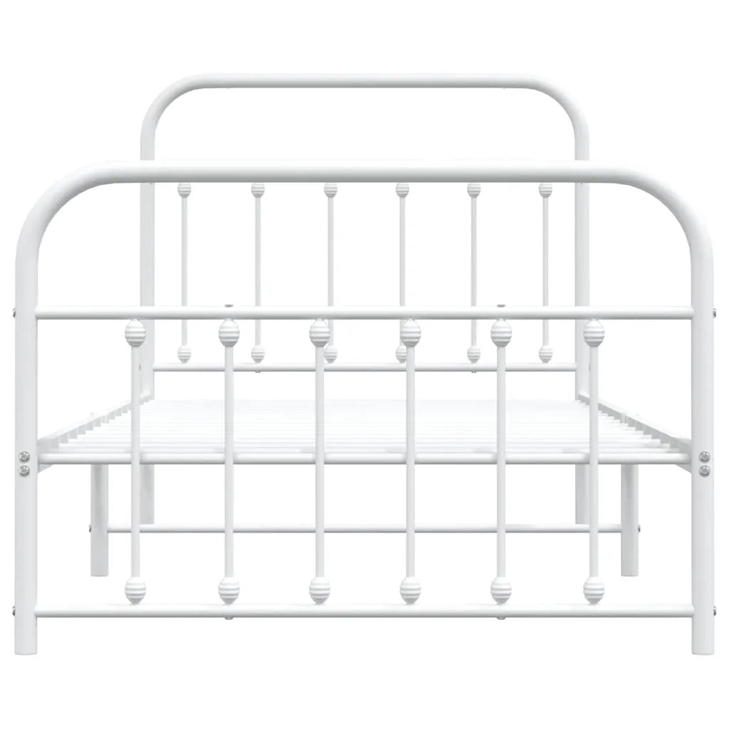 Giroletto con Testiera e Pediera Metallo Bianco 100x190 cm 352639