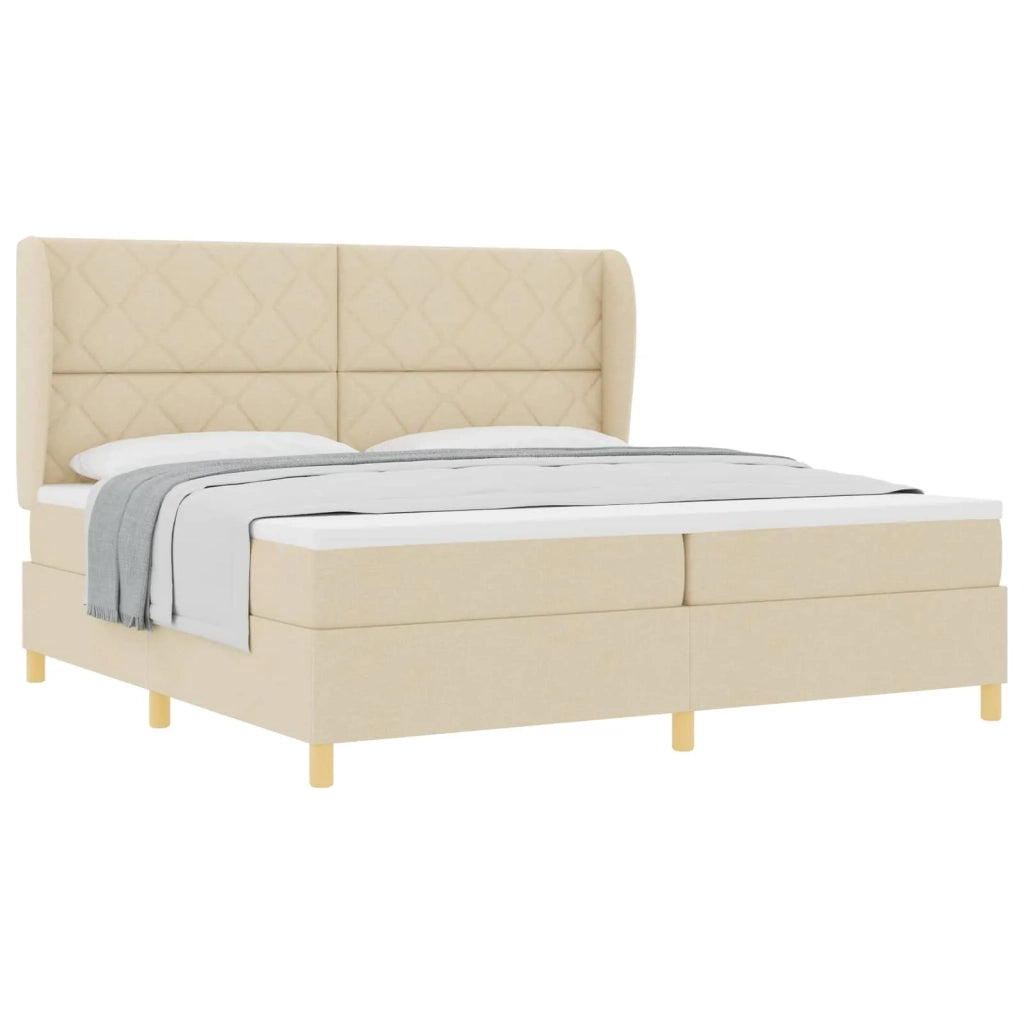 Letto a molle con materasso Crema 200 x 200 cm Tessuto 3340842
