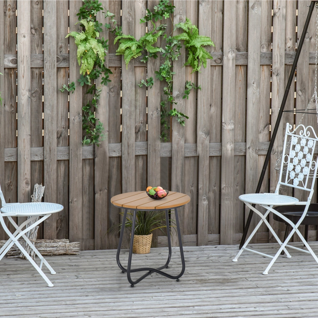 Tavolino da giardino rotondo in legno con gambe regolabili ¨C zephmum ¨C ?49x48 cm nero