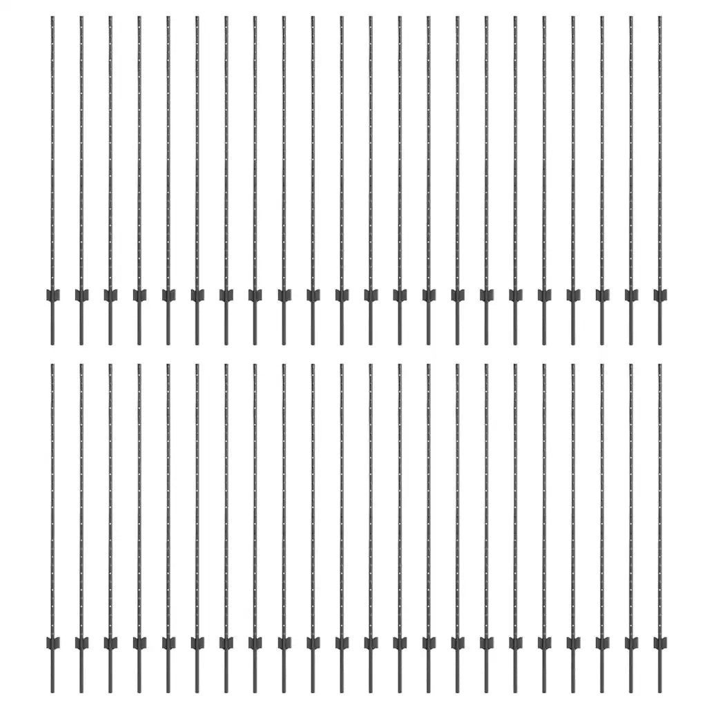 Palo della recinzione 44 pcs Grigio 200 cm Acciaio 3335943