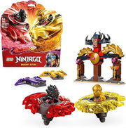 LEGO NINJAGO Battle Pack Draghi dello Spinjitzu - 2 Trottole Giocattolo, Tempio Costruibile, Elementi di Potere e 2 Mini
