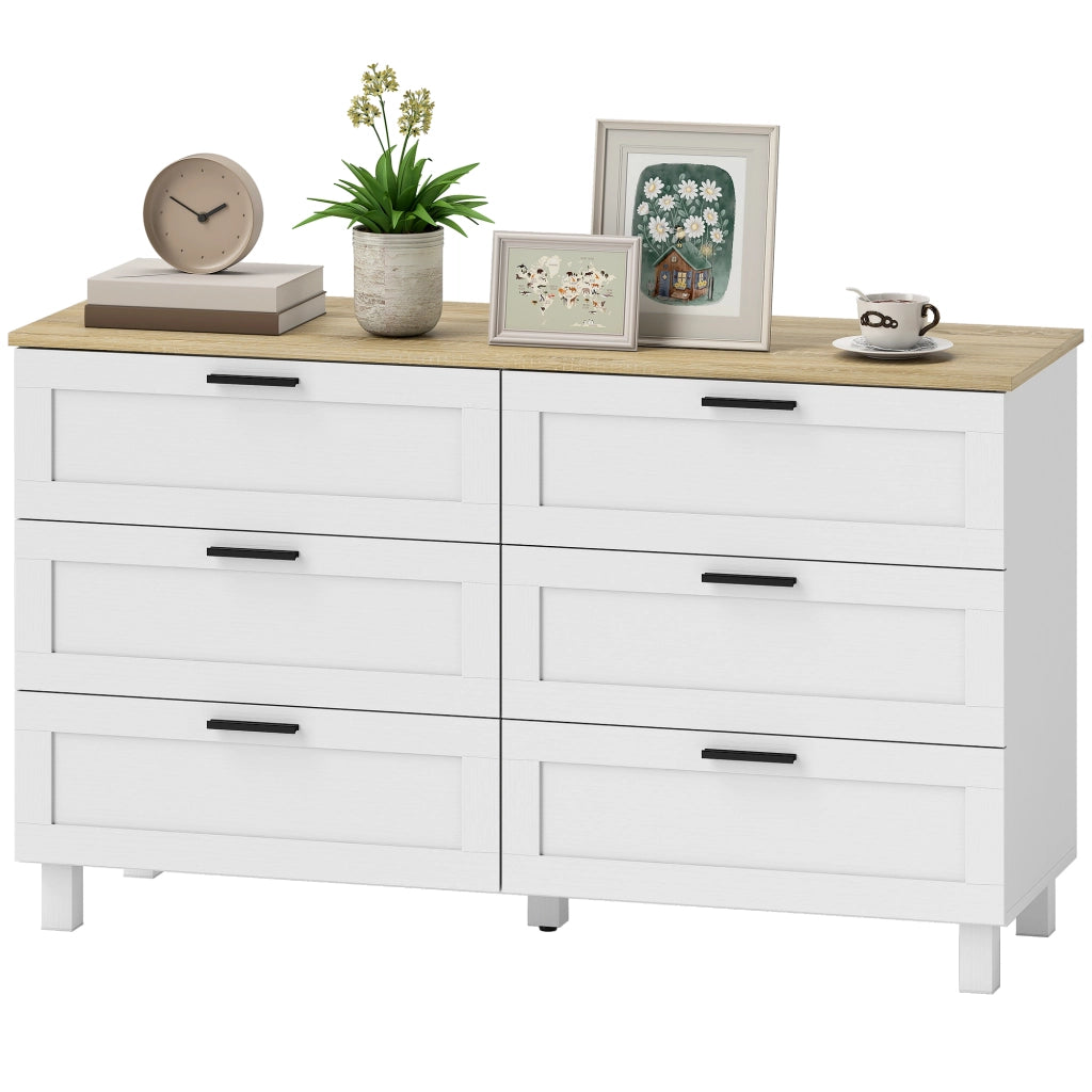Cassettiera con 6 Cassetti ¨C zephmum ¨C Bianco Legno 120x38x71 cm