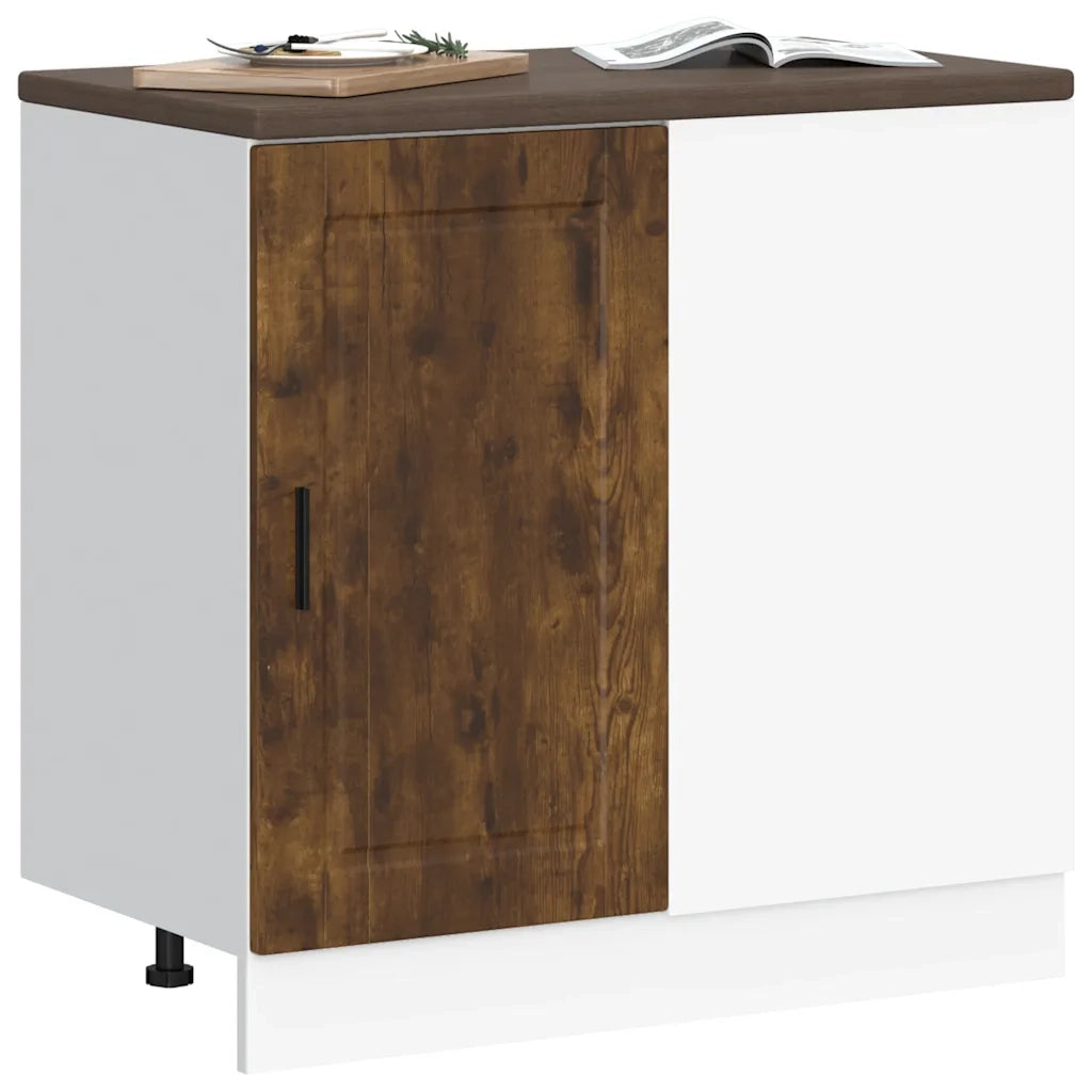 Pensile da cucina | Base da Cucina Porto Rovere Fumo in Legno Multistrato