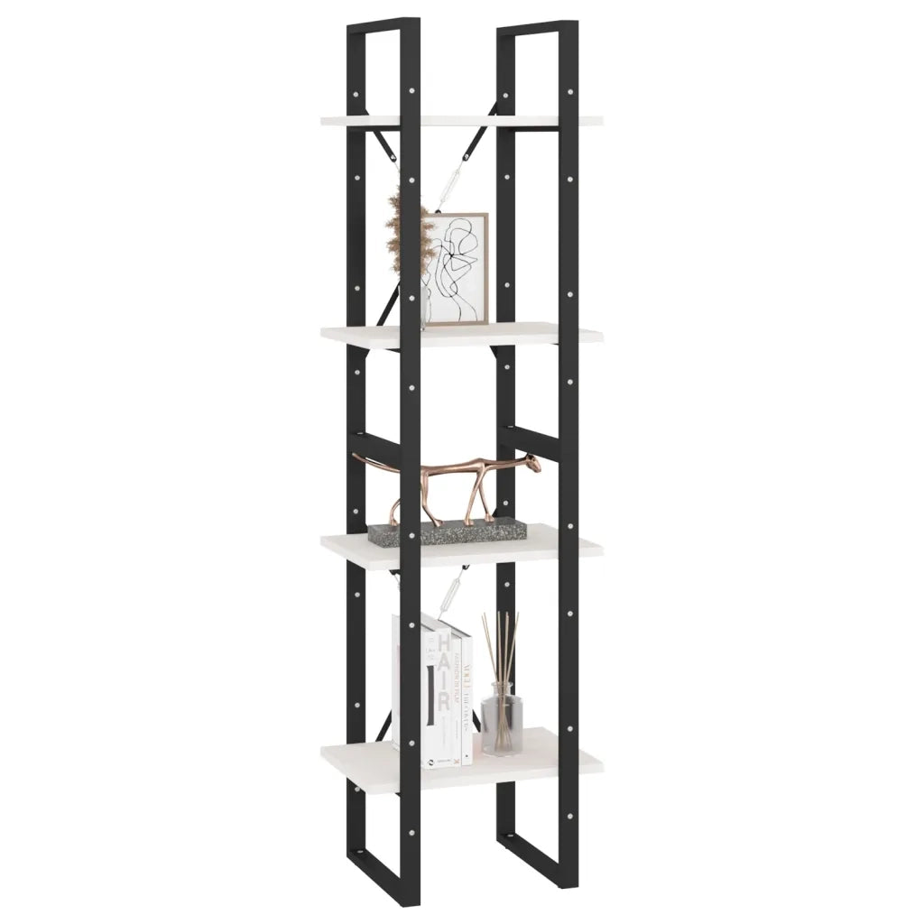 Libreria a 4 Ripiani Bianca 40x30x140 cm in Massello di Pino 806423