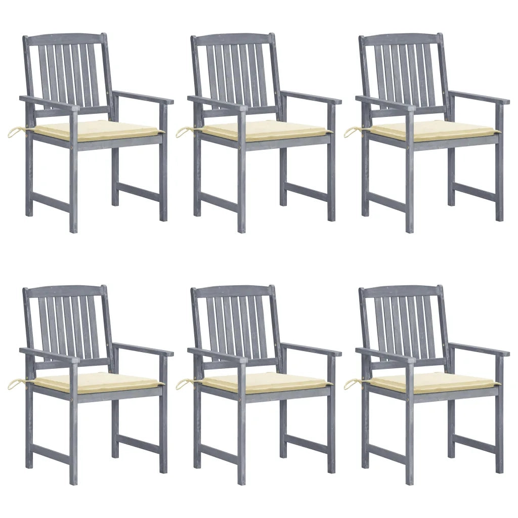 Sedie da Giardino con Cuscini 6 pz in Massello di Acacia Grigie cod mxl 76245