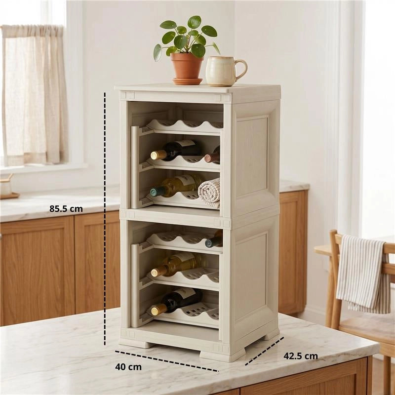 SCAFFALE PORTABOTTIGLIE 18 BOTTIGLIE ANGORA 40X42,5X85,5 CM – CANTINETTA A VISTA SALVASPAZIO PER CUCINA E ZONA LIVING
