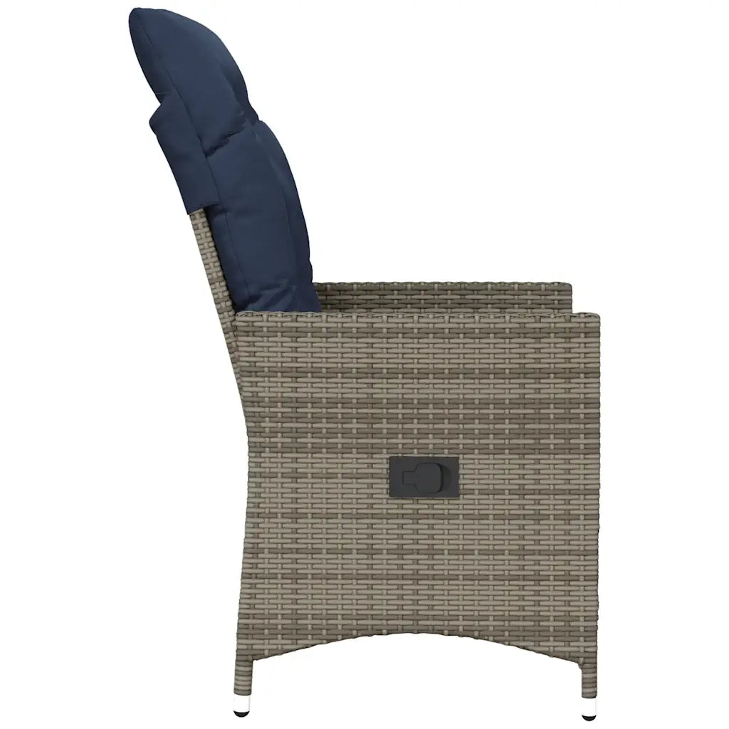 Sedia da Giardino | Sedie da Esterno reclinabile con cuscini grigia in polyrattan